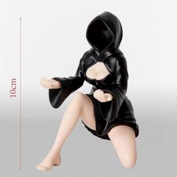10cm Black Robe Women Mysterious Statue Queen kneeling Figure(OPP bag)