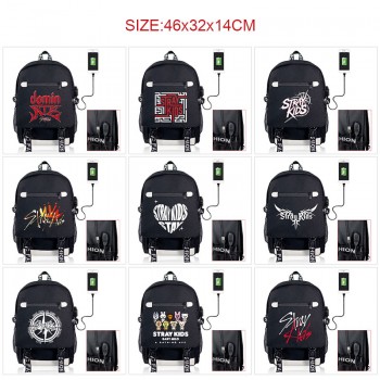 Stray Kids USB charging laptop backpack school bags