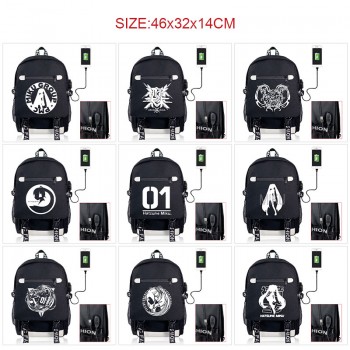 Hatsune Miku USB charging laptop backpack school bags
