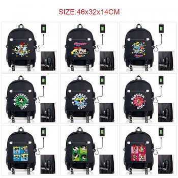 The Powerpuff Girls USB charging laptop backpack school bags