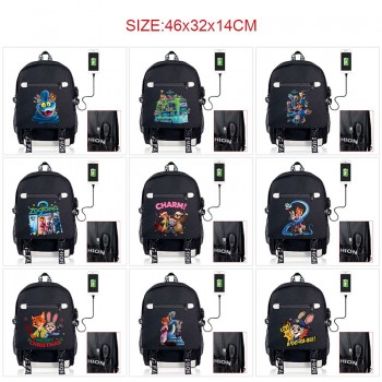 Zootopia USB charging laptop backpack school bags