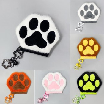 Furry Paw Coin Purse Plush Animal Paw Wallet