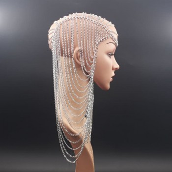 Luxury Punk Head Chain Accessories Metal Long Tassel Hair Chain