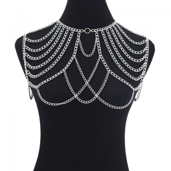Men Metal Body Chain Shoulder Necklace