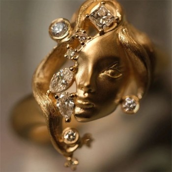 Classics Antique Beauty Portrait Opening Adjustable Rings