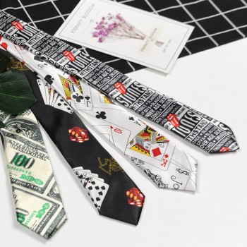 5cm Dollar Poker Print Tie Colorful Magician Necktie