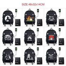 Totoro anime USB charging laptop backpack school b...