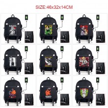 Chainsaw Man anime USB charging laptop backpack school bag