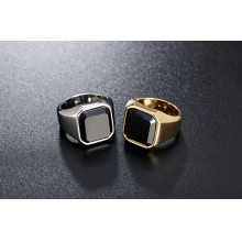 Vnox Stylish Square Natural Stone Signet Rings