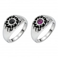 Punk Zircon Sun Stainless Steel Rings