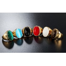 Vintage Cat Eye Stainless Steel Stone Rings