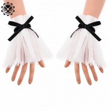 Lace Feather Long Gloves Party Cosplay Lace Wrist Cuffs