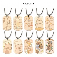 Capybara anime dog tag military army necklace