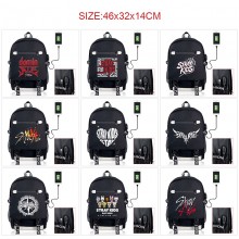 Stray Kids USB charging laptop backpack school bags