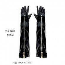 50cm Black Zipper Patent Leather Long Gloves a pair