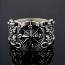 Vintage Northern Pirate Viking Compass Marine Ring...