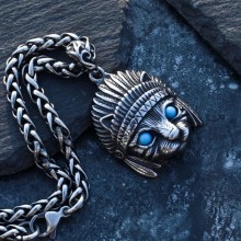 Vintage Unique Cat Gemstone Head Pendant Necklaces