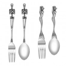 Skeleton Skull Titanium Steel Fork and Spoon set