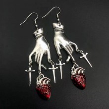 Gothic Vintage Punk Bloody Heart Dagger Drop Earrings