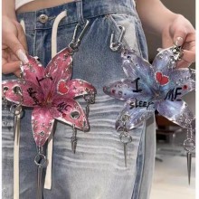 Simulation Flower Orchid Lily Key chain