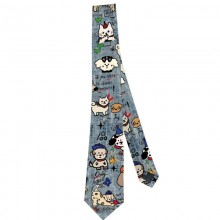 Cute Cat Dog Print Tie Colorful Magician Necktie
