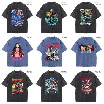 Demon Slayer anime short sleeve wash water worn-out cotton t-shirt