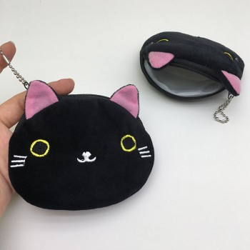 11cm Black Cat anime plush wallet coin purse