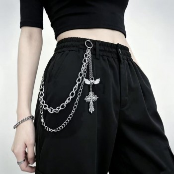 Punk Rock Metal Layered Pants Waist Chain Keychains