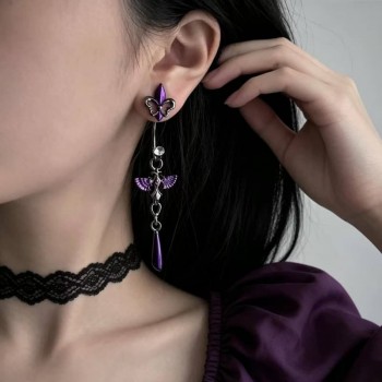 Purple Rose Iris Water Drop Earrings(price for 1pcs)
