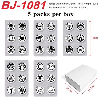 5packs/box Super Hero Iron Spider Super Man Mini Capsule Badge Brooch Beans