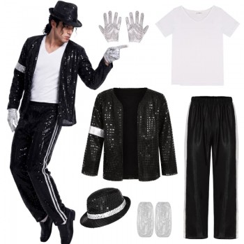 Michael Jackson Sequin Performance Suit Cosplay Costume set