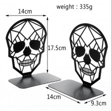 Skull design black metal bookshelf bookends for shelves