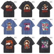 One Piece short sleeve wash water worn-out cotton ...