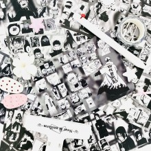 8Sheets Black and White Cartoon anime Poster Stickers set