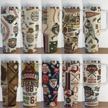 Vintage baseball 40oz tumbler Stainless Steel Bottle Mugs Cups
