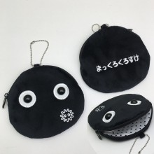 12cm Black Coal anime plush wallet coin purse