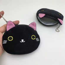 11cm Black Cat anime plush wallet coin purse