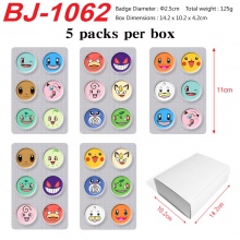 5packs/box Pokemon Mini Capsule Badge Brooch Beans