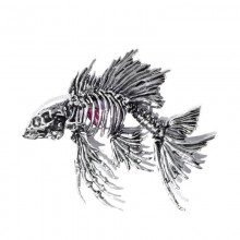 Antique Animal Skeleton Fish Brooch Pin