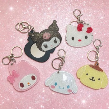 Sanrio Melody kitty Cinnamoroll Kuromi Mini Mirror Key chains