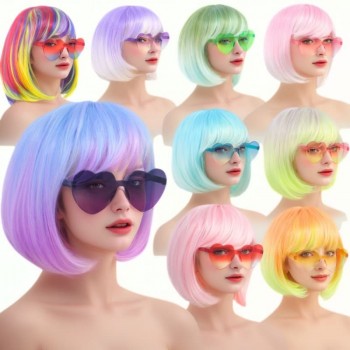 Colorful Short Bobo Cosplay Hair Wigs