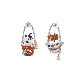 Cute Cartoon Dog Cream-Colored Cat Earrings