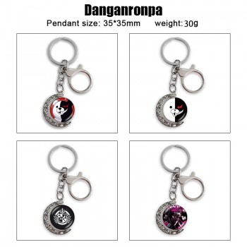 Dangan Ronpa Two-sided Rotatable Round Crystal Key Chain Ring