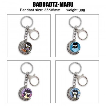 Badtz-Maru Two-sided Rotatable Round Crystal Key Chain Ring