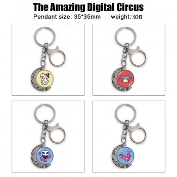 The Amazing Digital Circus Two-sided Rotatable Round Crystal Key Chain Ring
