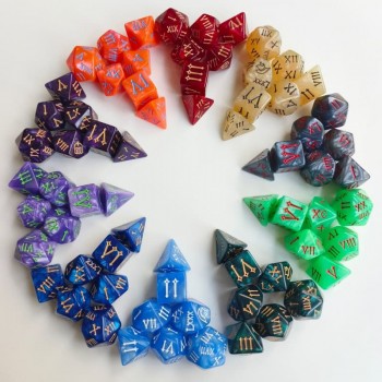 7Pcs/set Roman Font Dungeons and Dragons Acrylic Double-Colors Digital Dice Table Game