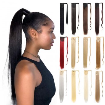 Synthetic Ponytail Long Straight Wrap Fake Hairpieces Wig