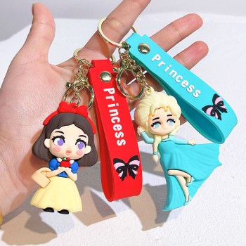 Princess Snow White Belle Mulan Mermaid figure doll key chains keychains