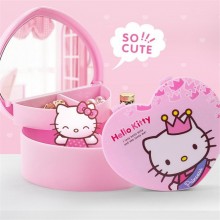 Hello kitty anime heart makeup mirror jewelry storage box
