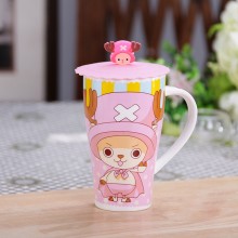 One Piece Chopper anime ceramic cup with dust cove...